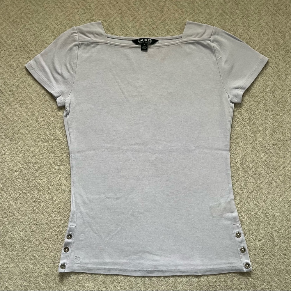 Ralph Lauren Boatneck Cap Sleeve Top in Light Blue